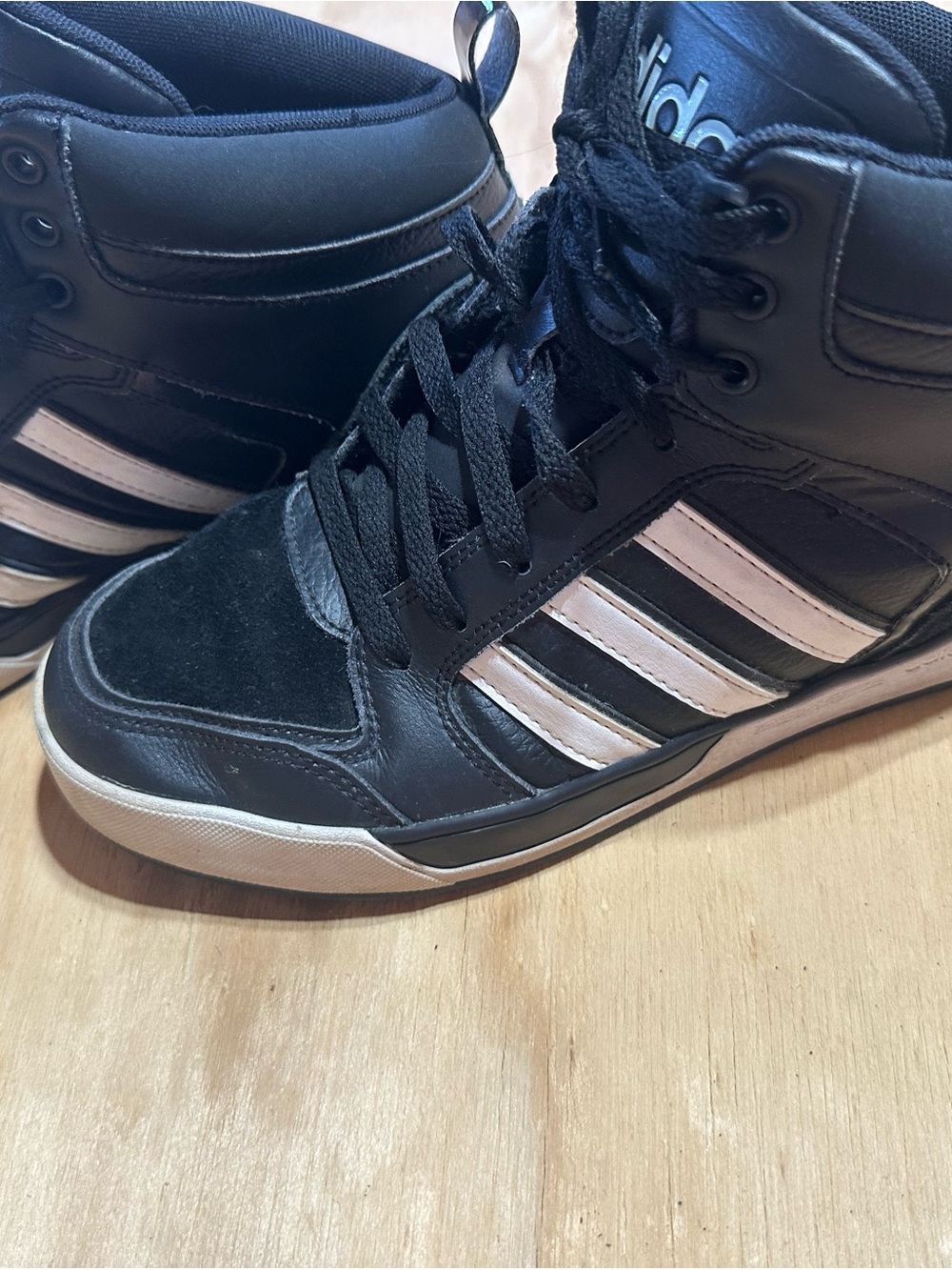 adidas Black High-Top Sneakers with White Stripes